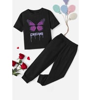 Çocuk Dream Butterfly Alt - Üst Eşofman Takımı (Siyah)