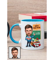 Erkek Müzik Öğretmenine Hediye Karikatürlü Mavi Kupa Bardak