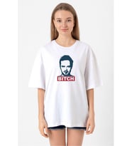 Breaking Bad Jesse Pinkman Bitch Beyaz Kadın Oversize Tshirt