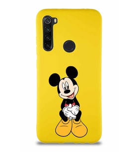Xiaomi Redmi Note 8 Soft Premier Kapak Mickey Mouse-A Tasarımlı Silikon Kılıf - Sarı (Şeffaf)