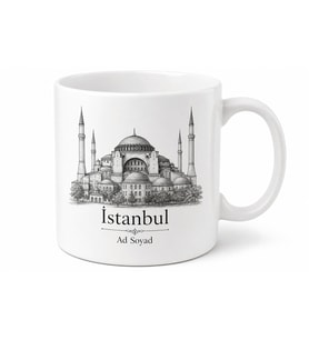 Ayasofya Camii Silüeti İstanbul Hatırası Tarihi Miras Baskılı Porselen Kupa Bardak Hediye