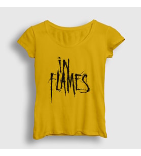 Presmono Kadın Sarı Logo In Flames T-Shirt 84191tt (Sarı)