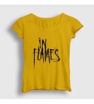 Presmono Kadın Sarı Logo In Flames T-Shirt 84191tt (Sarı)