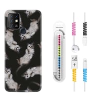 INFINIX Hot 8 9 10 11S Hot 10 Play 10T Kılıf Kablo Koruma Spiral Silikon Sevimli Kedicikler 1785