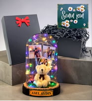 Size Özel Tasarım Renkli Led Işıklı Fanus Siyah Hediye Kutusunda (Model 2)