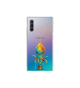Samsung Galaxy Note 10 ile uyumlu Splash ahtapot tasarımlı şeffaf silikon kılıf