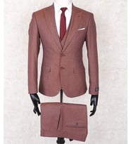 JAN CARLUCCİ Erkek Slim Fit Sivri Yaka Bordo Yelekli Drop 6 Takım Elbise