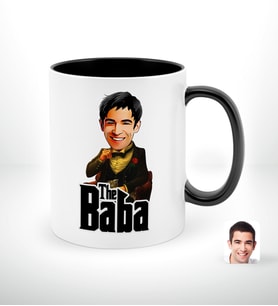 BK Gift Kişiye Özel Babalar Günü Hediyesi Godfather Baba Karikatürlü Siyah Beyaz Kupa Bardak-3