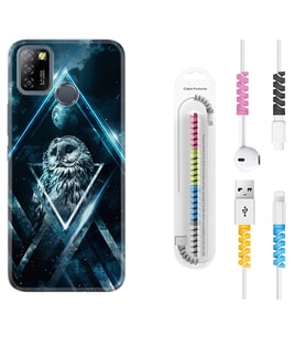 INFINIX Smart 4 5 6 Zero 8 S5 Pro Kılıf Kablo Koruma Spiral Silikon Old Owl 1649