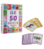 İlk 50 Sözcük Hafıza Kartları Bebek Eğitici Oyuncak Zeka Gelişim Seti (Beyaz)
