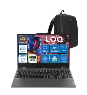 Lenovo Loq 15ARP9 Amd Ryzen 5 7235HS 40GB Ddr5 6tb SSD Freedos RTX4050 6gb 105W 15.6" Fhd (1920X1080) IPS 300NITS 144Hz Gaming Laptop 83JC00H4TRF27 + Zetta Çanta