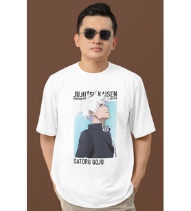 Jujutsu Kaisen Gojo Satoru Baskılı Unisex Oversize Anime Dizi Karakter Tişört