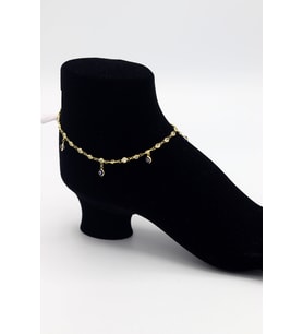 Zirkon Taşlı Lacivert Nazar Boncuklu Model Gold Renk 925 Ayar Gümüş Kadın Halhal 201025740