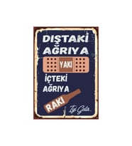 Rakı Mizahı Retro Ahşap Tablo - Esprili Türk Kültürü Tasarımı