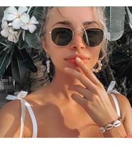 Güneş Gözlüğü Beşgen Sarı Çerçeve Kahverengi Cam Unisex Siyah1-Tek Ebat