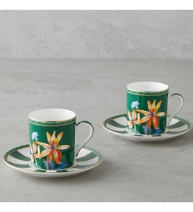 BK Gift Emberlyn New Bone China 4 Parça 2 Kişilik Kahve Fincan Takımı 90 ml Yeşil – Şık Sunum Fincan Seti