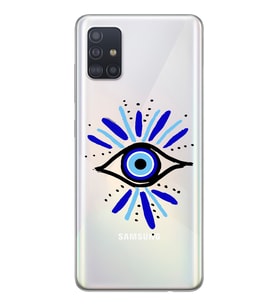 Samsung Galaxy A71 Uyumlu Nazar Göz Desenli Şeffaf Telefon Kılıfı