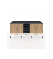 Kronos Konsol 8 Raflı 3 Çekmeceli 4 Kapaklı 220x59x99 Antrasit-Çam/Aytaşı