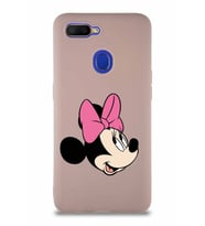 Oppo AX7 Soft Premier Kapak Minnie Mouse-A Tasarımlı Silikon Kılıf - Pudra (Şeffaf)