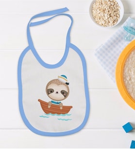 BK Kids Sevimli Denizci Tasarımlı Mavi Bebek Mama Önlüğü-1