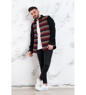 ADVANTE SLİMFİT PARÇA DESENLİ ERKEK ODUNCU GÖMLEK (Bordo)