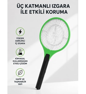 Yüksek Gerilimli Elektronik Sinek Raket – Sessiz, Kimyasız ve Güvenli Kullanım