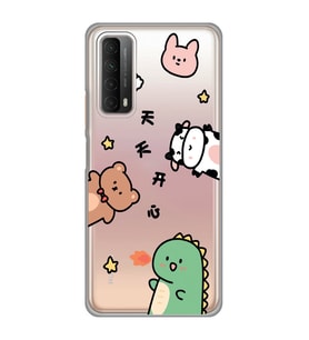 Huawei P Smart 2021 Uyumlu Sevimli Hayvanlar Desenli Şeffaf Telefon Kılıfı