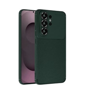 Coverzone Samsung Galaxy S26 Ultra ile Uyumlu Silikon K?l?f TPU Negro Silikon Ultra Slim Fit K?l?f Galaxy S26 Ultra ?le Uyumlu Karbon Delux K?l?f (Koyu Ye?i)