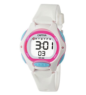 Captiva 30 mt Suya Dayanıklı Digital Alarm-Kronometre-Led Işık Spor Kasa Çoçuk Kol Saati CPT.X058 (Beyaz)