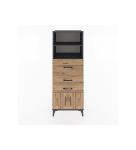 Hyperion Dolap 2 Raflı 3 Çekmeceli 2 Kapaklı 60x44x163 Antrasit-Çam
