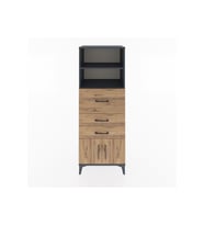 Hyperion Dolap 2 Raflı 3 Çekmeceli 2 Kapaklı 60x44x163 Antrasit-Çam