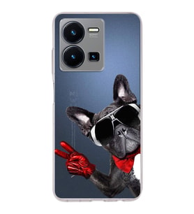 PrintiFy Vivo Y35 ile Uyumlu Köpek 2 Kamera Korumalı Şeffaf Kılıf