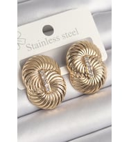 Pirinç Gold Renk Zirkon Taşlı Sarmal Model Kadın Küpe 5886 - GLST3309-6459
