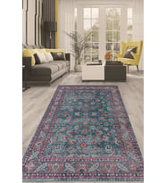 Dijital Kaymaz Taban Yıkanabilir Modern Renkli Salon Halısı Mutfak Halısı Yolluk ND-HT-757 (Mavi)