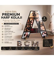 Kişiye Özel 9 Fotoğraflı Baş Harf Tasarımlı Ahşap Masaüstü Kolaj Çerçeve (20 cm)