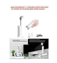 3+1 Şarjlı Kitap Okuma Lambası , Fener 3 Kademeli ,Acil durum Powerbank ve Telefon Tutucu Lamba