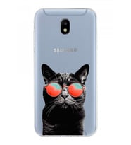 PrintiFy Samsung Galaxy J5 Pro ile Uyumlu 1mm Slim Fit Kedi 3 050d Baskılı Şeffaf  Kılıf