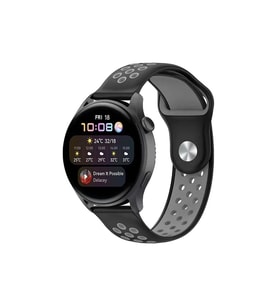 Mey İthalat® Watch 20Mm Spor Delikli Kordon - Siyah-Gri