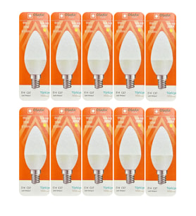 (10 Adet) Osaka 9W (70W) Sarı Işık (3000K) E14 Duylu (İnce Duy) Led Mum Ampul