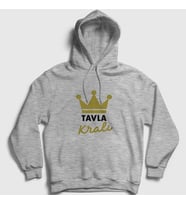 Presmono Unisex Gri Backgammon King Tavla Kralı Oyun V3 Kapüşonlu Sweatshirt 417043tt (Gri)
