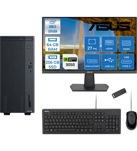 Asus Expertcenter P500MV Intel Core İ5-13420H 64GB Ddr5 256GB SSD Freedos 6GB/RTX3050 100HZ IPS 27" Mon Minitower Masaüstü Bilgisayar WM5136216512B0DF21+Zettausbbellek