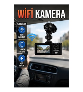 WiFi Çift Kameralı Araç Kamerası 170° Geniş Açı Full HD Kayıt Sistemi