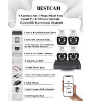 BESTCAM 4 Kameralı Set 5 Mega Piksel Sony Lensli FULL HD Gece Görüşlü Güvenlik Kamera Seti 500 GB Hard disk