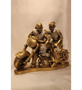 Motorlu İhtiyar Delikanlı Sevgili Çİft (Gold)