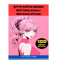 Çıtır Anime Bebek Gri Tonlamalı Boyama Kitabı (100 Tam Sayfa)