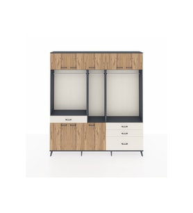 Arges Dolap 8 Raflı 4 Çekmeceli 3 Askılı 220x30x243 Antrasit-Çam/Aytaşı