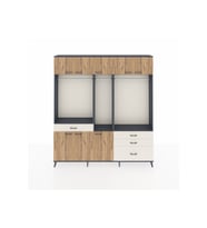 Arges Dolap 8 Raflı 4 Çekmeceli 3 Askılı 220x30x243 Antrasit-Çam/Aytaşı