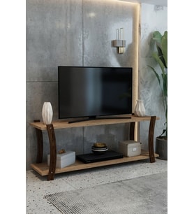 Fida Ahşap TV Ünitesi 120cm Çam Raflı Minimalist Medya Sehpası