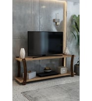 Fida Ahşap TV Ünitesi 120cm Çam Raflı Minimalist Medya Sehpası