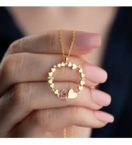 Vaoov 925 Ayar Gümüş Kalp Çemberi Gold Kolye